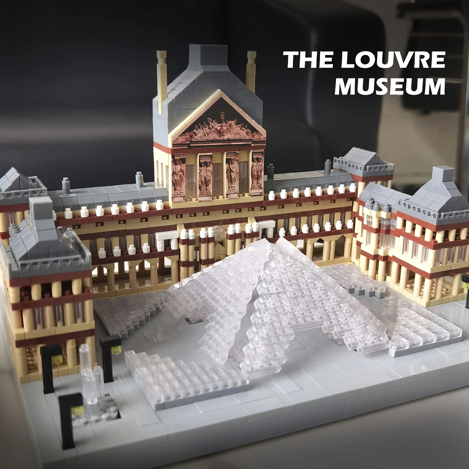 

Louvre Museum Model Building Blocks World Famous Scenic Spots Architecture Street View Handmade DIY Ornament Toys