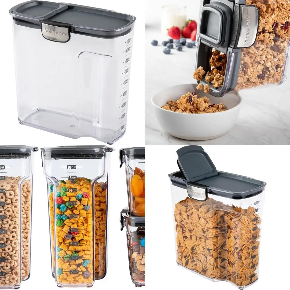 

4-Piece Clear Modular Airtight Food Storage Containers Set for Pantry, Cereal, Snacks - Kitchen Organization