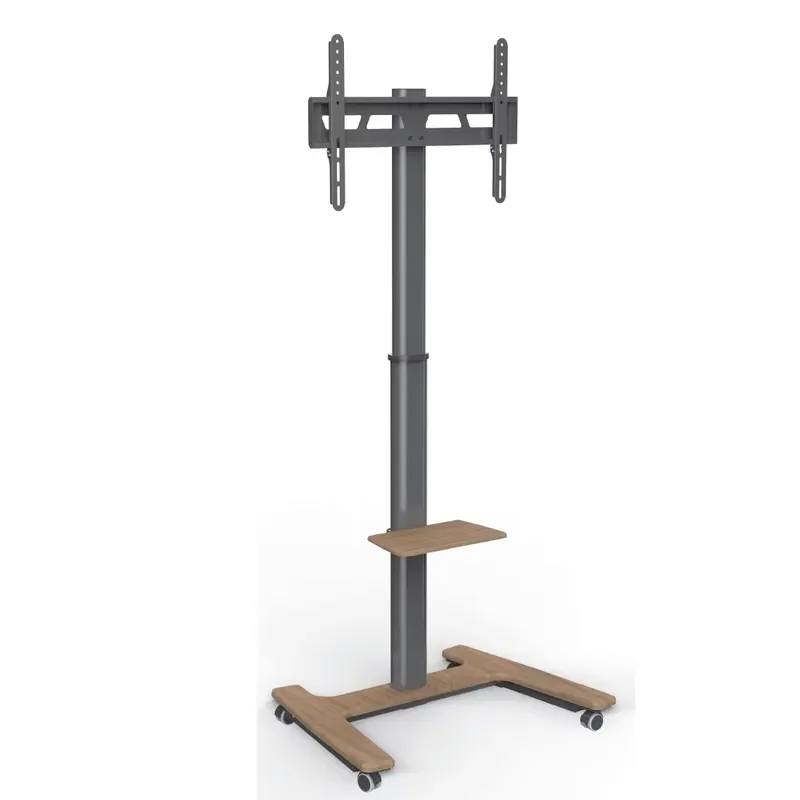 Adjustable Floor TV Stand with Media Shelf Heavy Duty Mobile Television Bracket for Living Room Bedroom Home Entertainment