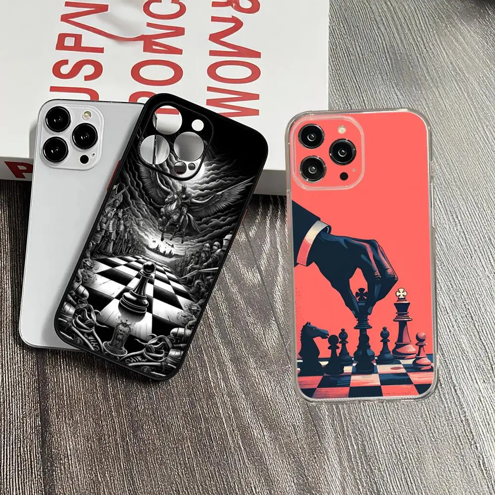 Chess Surreal Art Phone Case for iphone 16 15 14 13 Pro Max Mini 11 12 Xr X Xs 7 8 Plus Cover