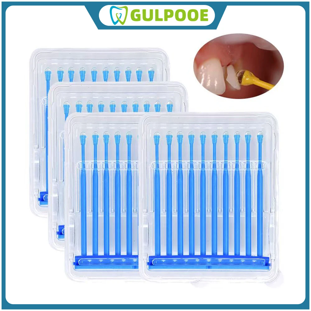 GULPOOE 10Pcs Dental Adhesive Tip Applicator For Tooth Crown Porcelain Veneer Disposable Health Care Dental Sticks Brush
