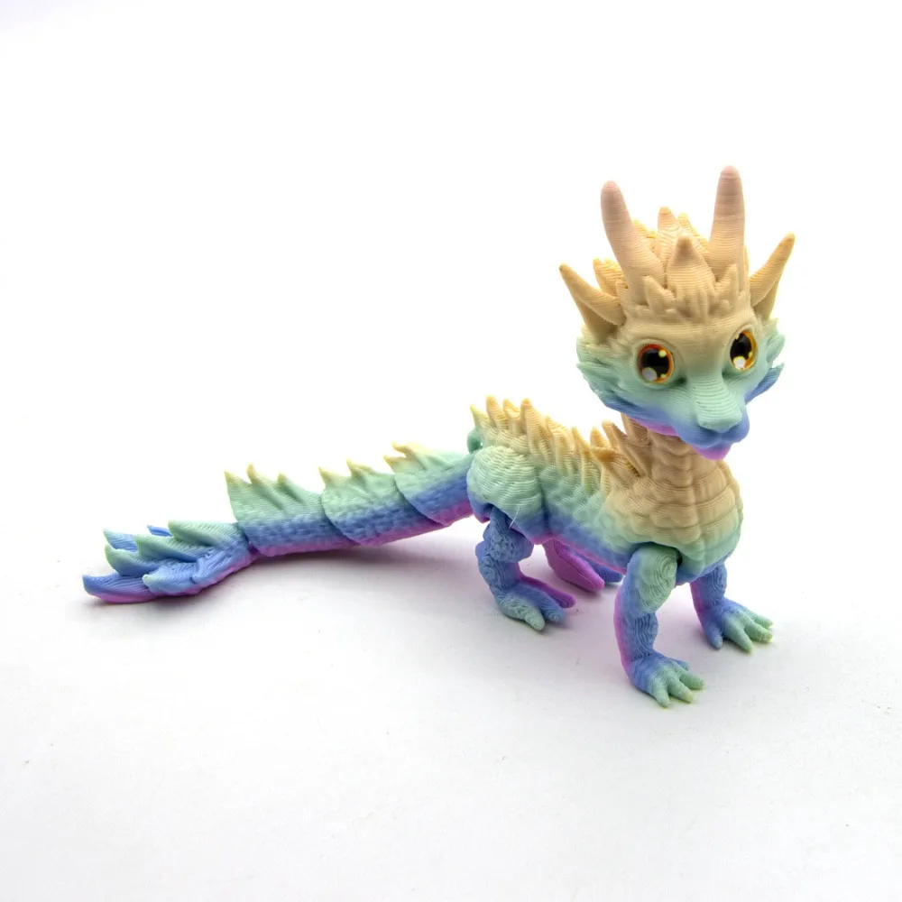 Dragon imprimé en 3D à cheveux longs, modèle de Dragon multicolore pour le bureau et la maison, artisanat dégradé, figurine d'action, Micro paysage
