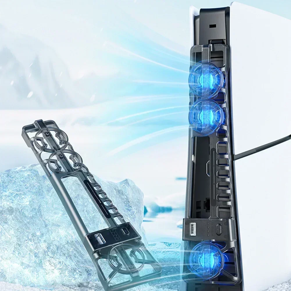 

Host Cooling Fan For PS5 Pro With LED Light And Adjustable Speed Intelligent Temperature Control With 3 Levels Cooling System
