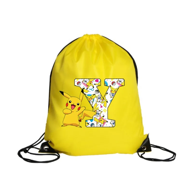 Pokemon Pikachu Drawstring Bag Sports Waterproof Backpack Bundle Pocket Terylene Basketball Bags Cartoon Anime Boy Birthday Gift