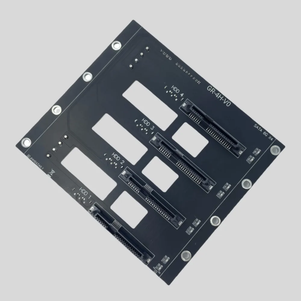 4-Port SATA HDD Backplane, Electrolytic Capacitor Version, NAS Storage Server Hard Drive Expansion Board, 6Gbps