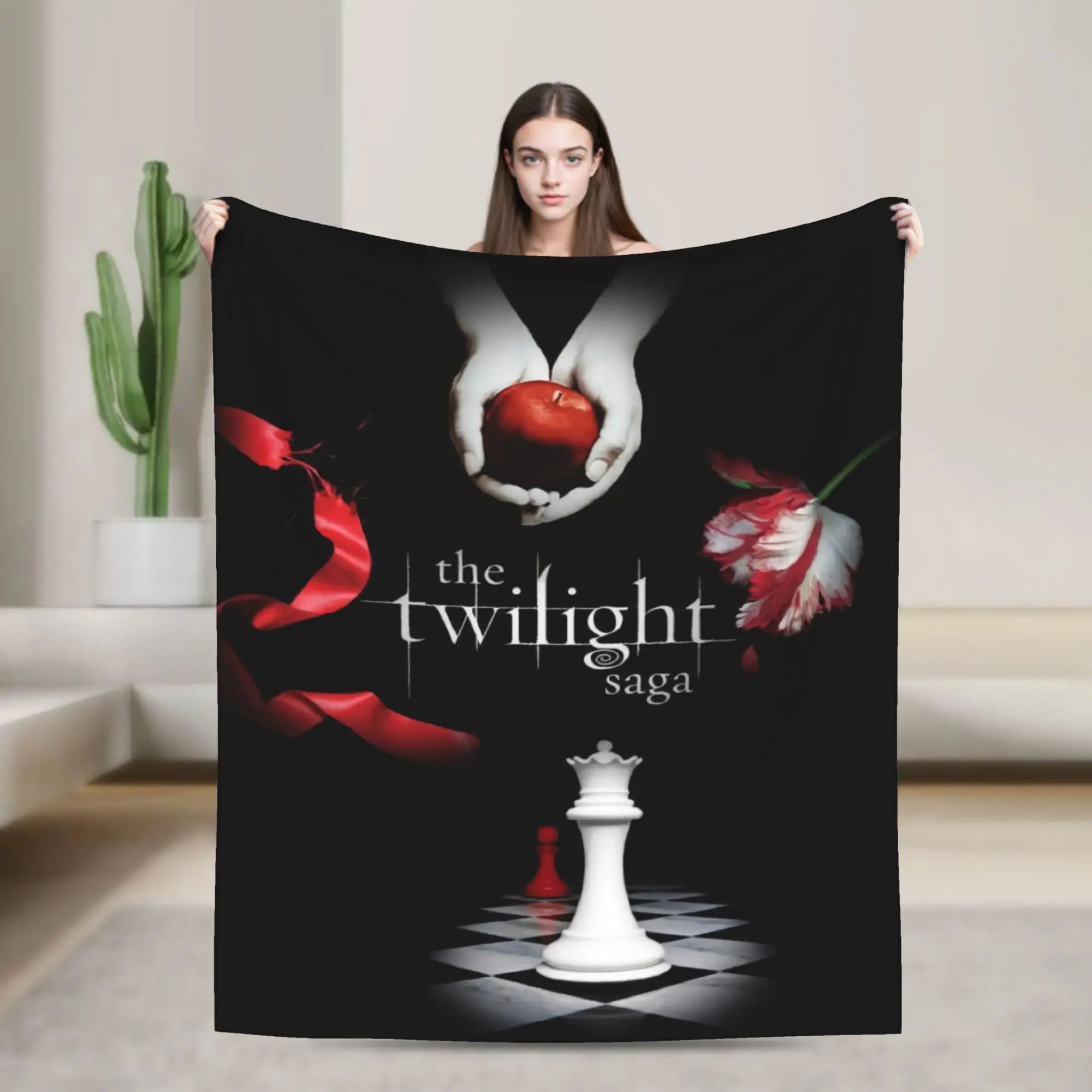 The Twilight Hands Holding Red Apple Super Soft Blanket Plush Throw Blanket Fluffy Home Decor Flannel Bedspread Sofa Bed Cover