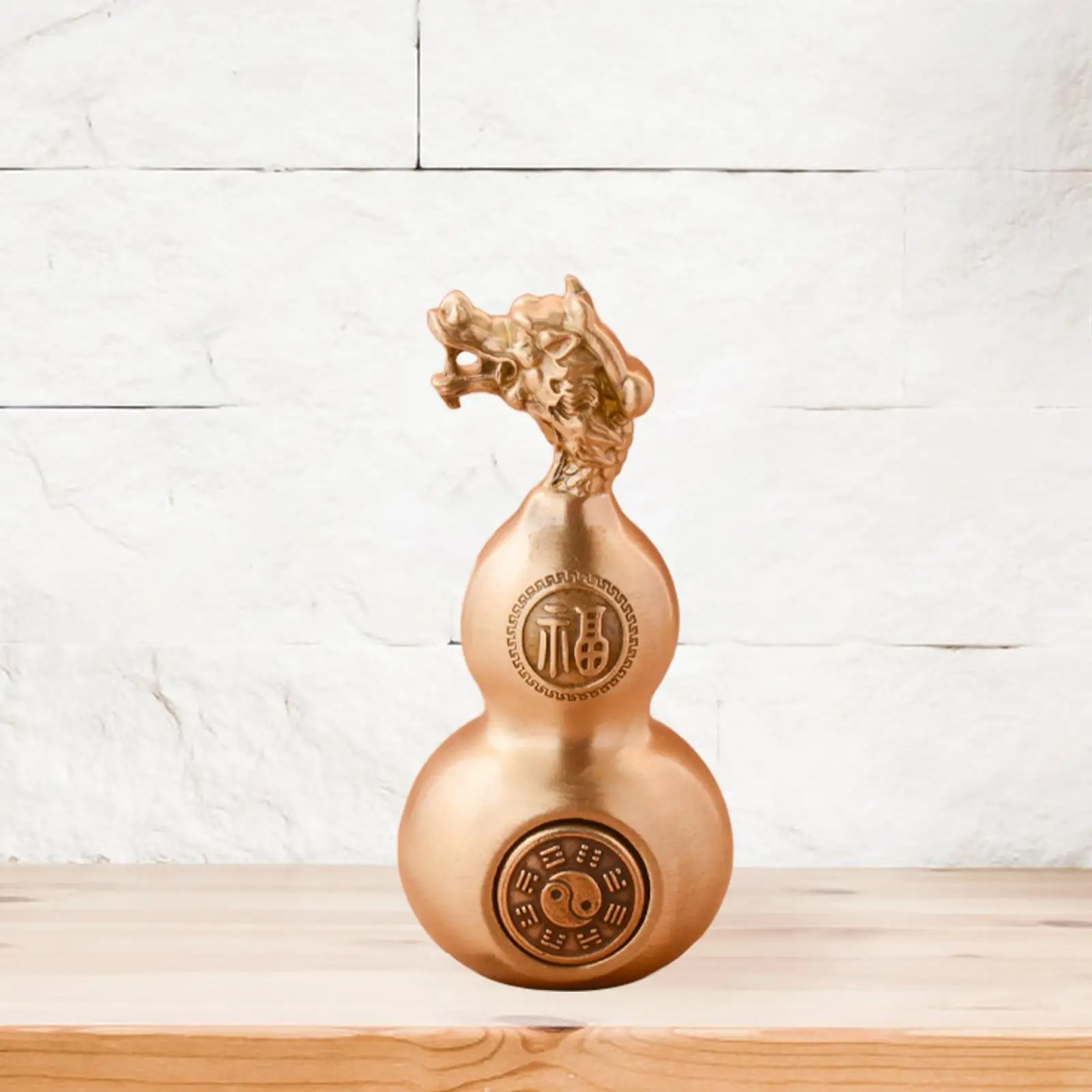 Mini Fortune Gourd Sculpture Brass Dragon Figurine Kung Fu Tea Pet Model for Home Office Table Decoration