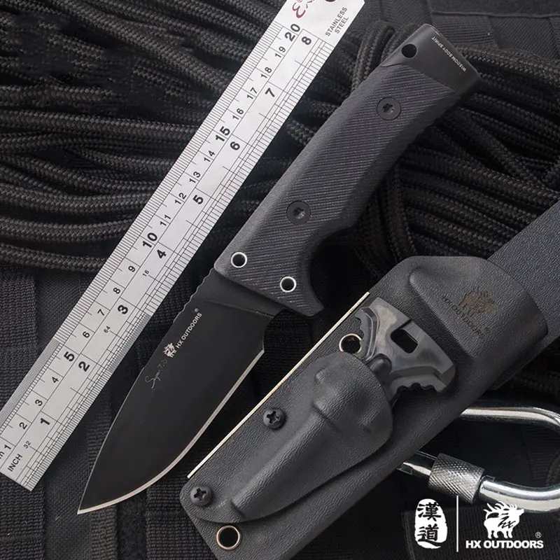 HX OUTDOORS D2 Tactical Survival Knife,Hunting Knife Camping Tool Rescue Knives Self Defense Offensive,With Kydex Dropshipping