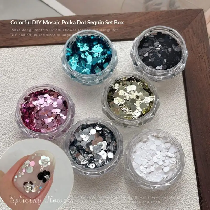 Colorful Nail Sequins Mini Circular Glitter Sparkling Wave Point Design for DIY Manicure Salon and Nail Art