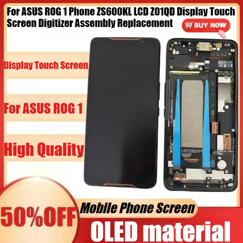 New OLED ZS600KL Display For ASUS ROG 1 Phone ZS600KL LCD Z01QD Display Touch Screen Digitizer Assembly Replacement