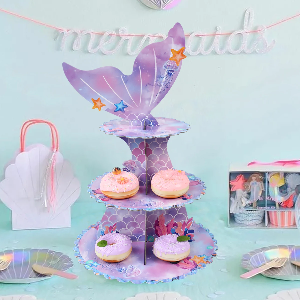 

Mermaid Tail Cupcake Stand Under The Sea Little Mermaid Birthday Party Decor Birrhday Party Decor Kids Girls Party Supplies