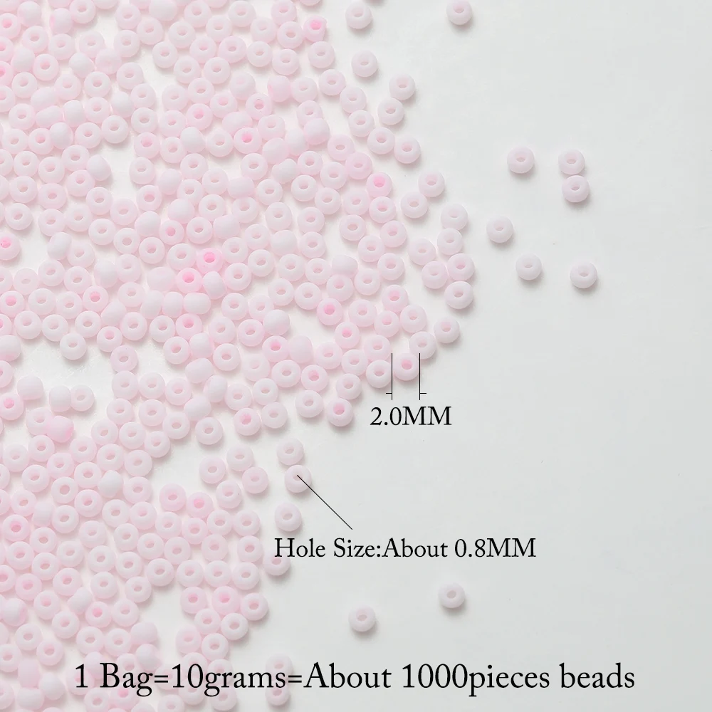 1000Pieces Glass Beads Round 2mm Generic For Handmade Beads Stitch Peppermint Y2K Style Solid Frosted Colour Opaque 10G/Bag