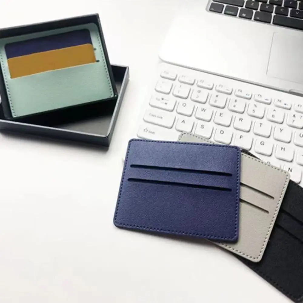 Durable Ultra-thin ID Card Holders PU Leather Mini Card Package Wallet Case Women Men