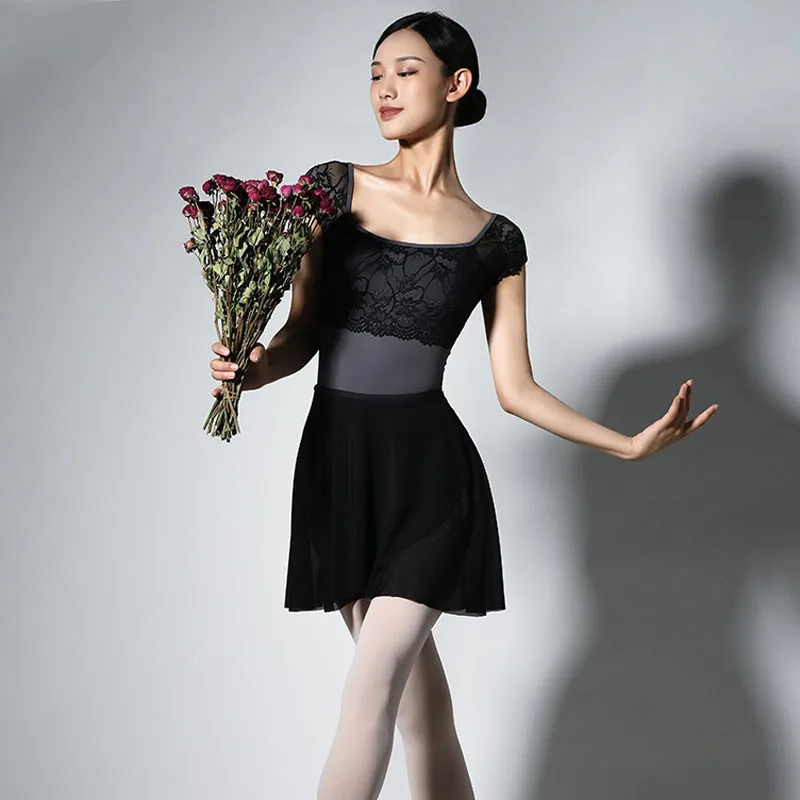 2022 Mới Hở Lưng Ren Ba Lê Leotard Cho Bé Gái Dancewear Ballerina Áo Phụ Nữ Tập Quần Áo Ren Cổ Vuông Tập Thể Phù Hợp Với