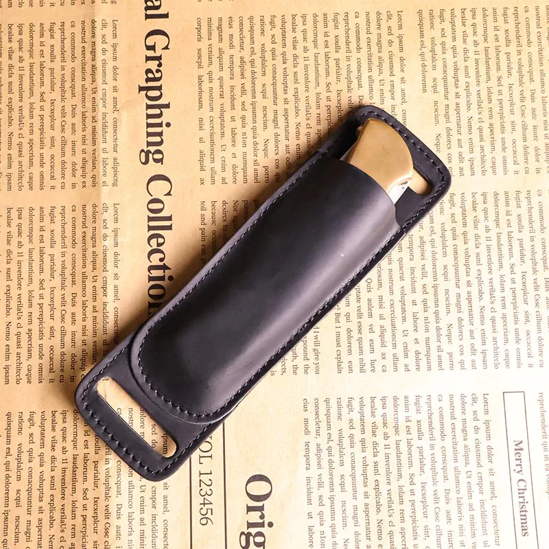 RIYAO Genuine Leather Folding Knife Sheath Waist Belt Knife Case Outdoor Tools Storage Pocket Knives Cowhide Protective Case Men