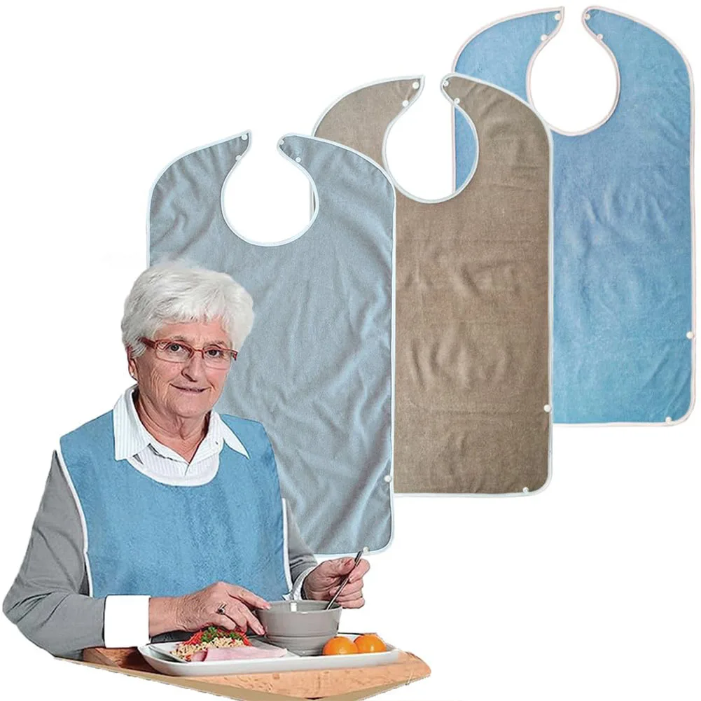 

3pcs Bibs For Eating Waterproof Clothing Protectors With Adjustable Snap Washable Reusable Bibs For Elderly Men Women