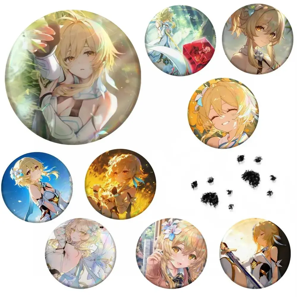 Lumine Genshin Impact Game Badge Tinplate Meme Round Brooch For Hat Bag Creative Lapel Jewelry Accessories Gifts