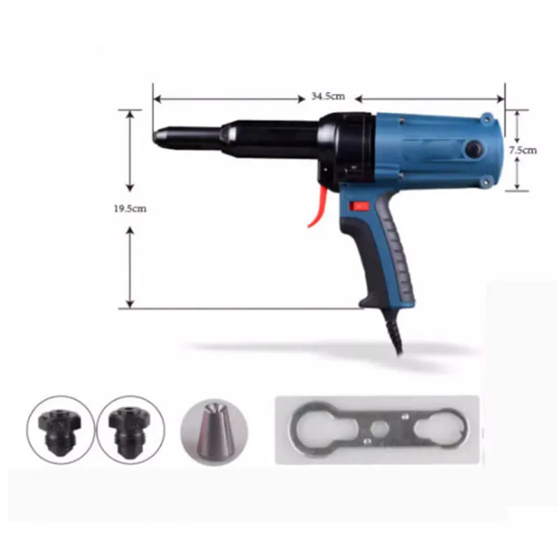 Pistola rebitadora elétrica de alta qualidade, 220v, 8000n, adequada para rebites cegos de 3.2-5.0mm