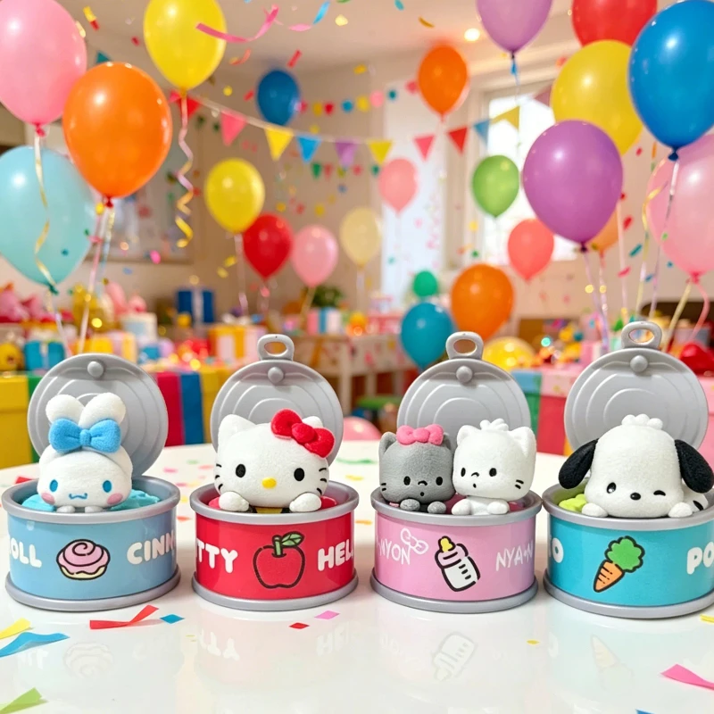 

New Product In Stock Kt Cat Canned Food Blind Box Design Cute Pudding Dog Cinnamoroll Desktop Ornament Festival Surprise Gift