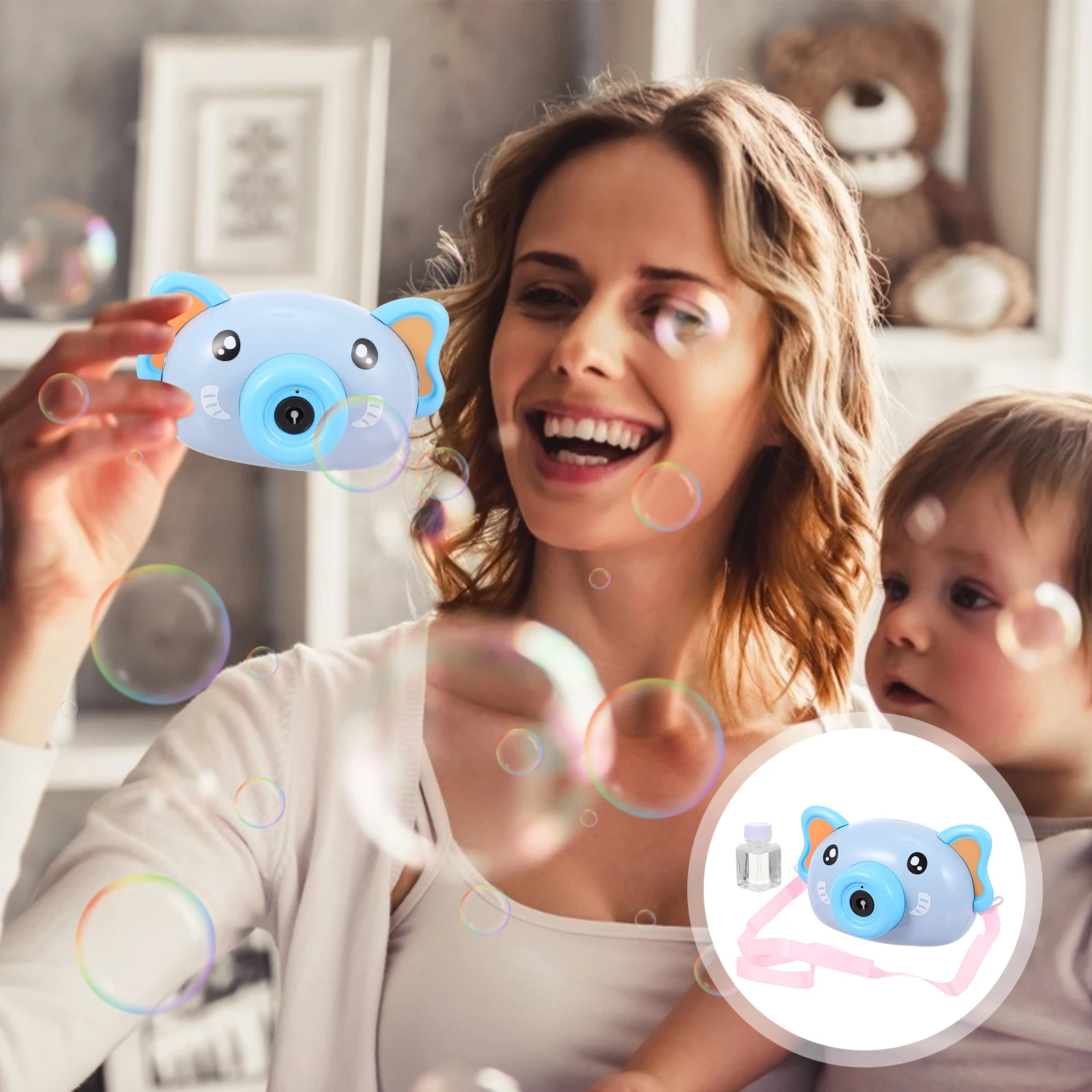 1 Set Electric Machine Playthings With 2 Bubble Liquids Light Music Sturdy Non-Breakable Summer Kids Cartoon Bubble Maker For