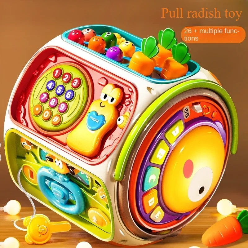 

Montessori Baby Multi-Functional Nine Sided Tambourine Toys learning education Fishing Piano Carrot Musical Clapping Drums Gift