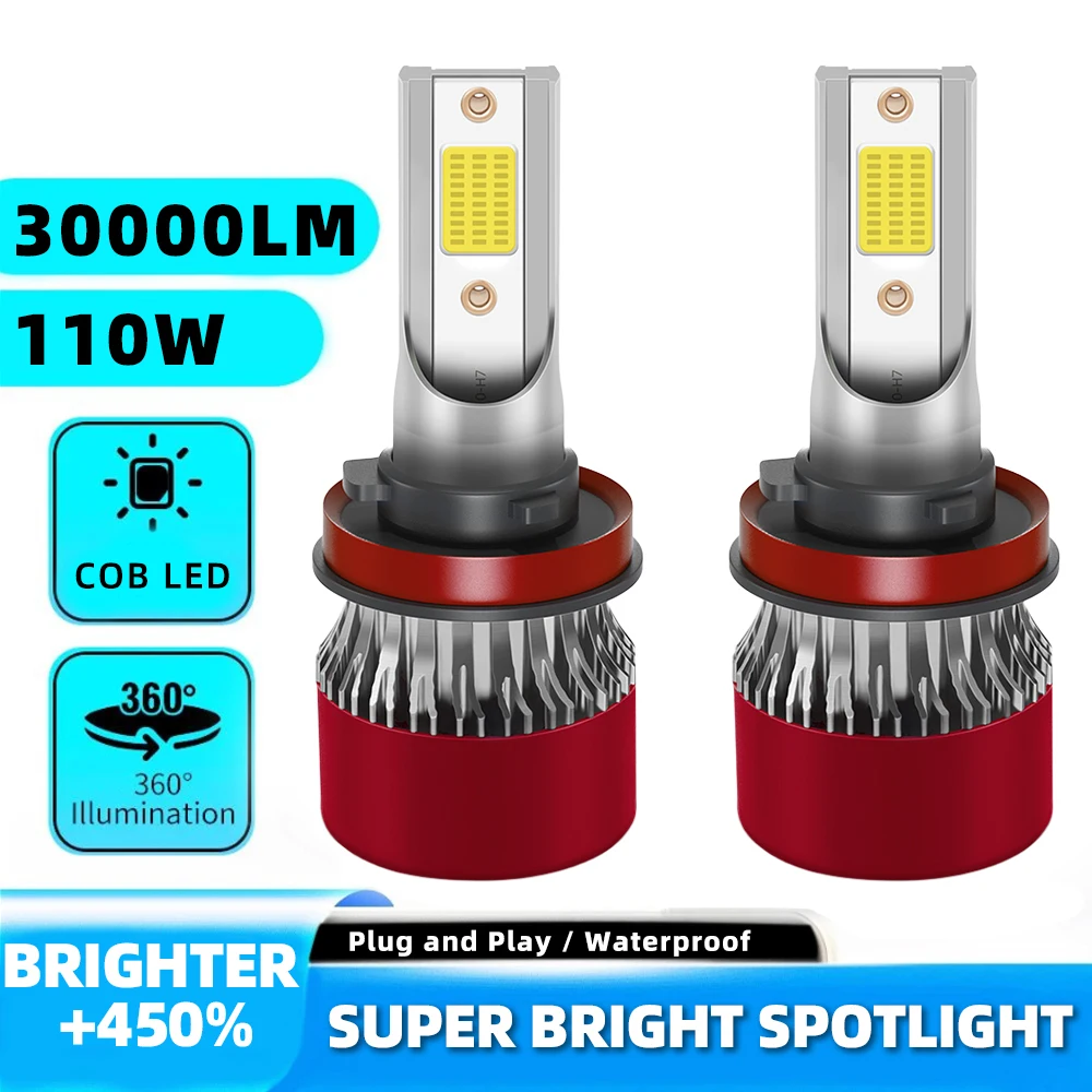30000LM 110W Auto Fog Lamps H11 H8 H16JP 9145 9140 H10 9005 9006 HB3 HB4 Car LED Headlight H4 H7 H1 LED Turbo Headlamps 6000K 2x