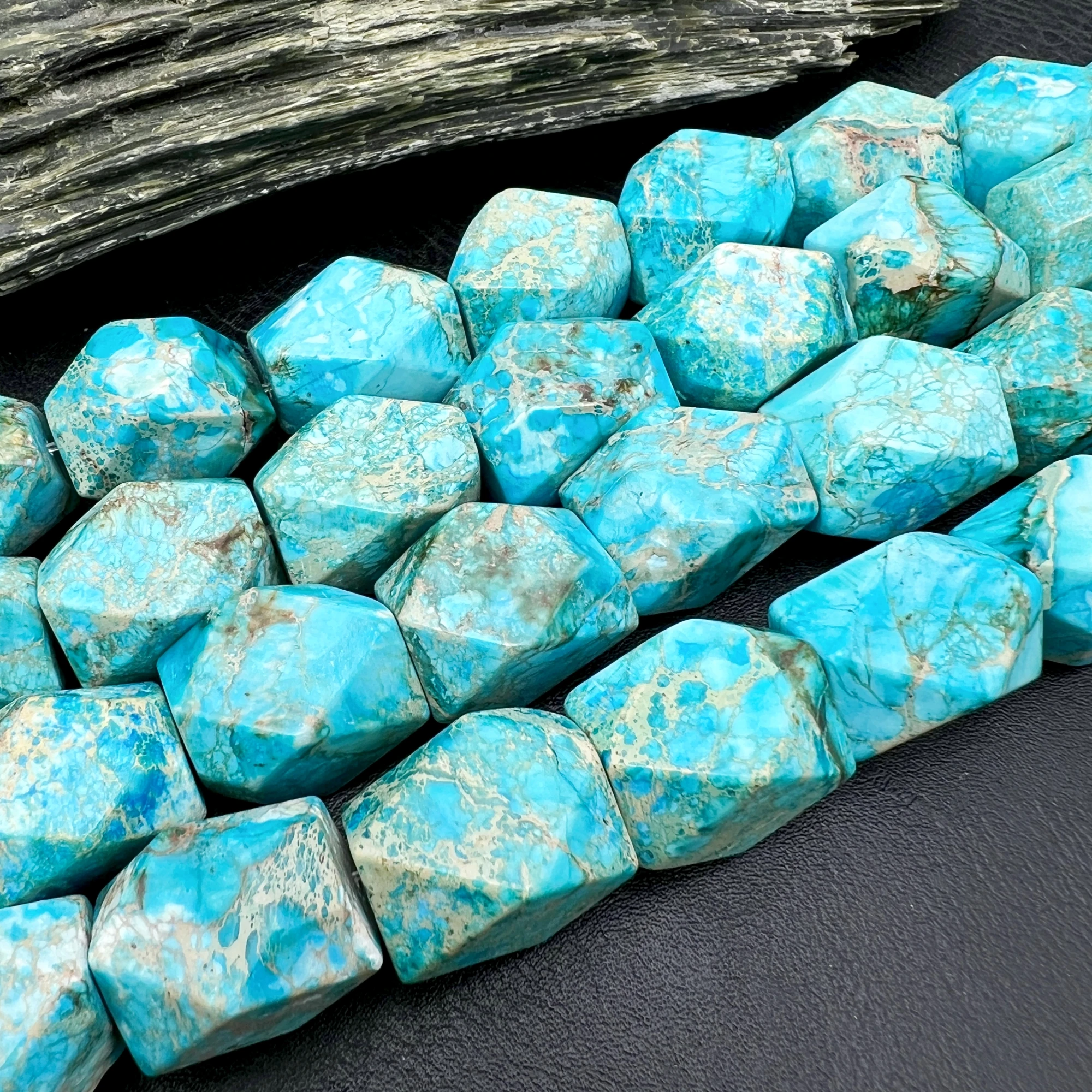 Large Blue Sea Sediment Imperial Jaspers Cutting Nugget Beads For DIY Jewelry Making MY250205