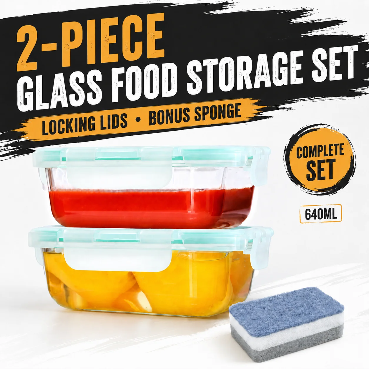 2er-Pack/3er-Pack/6er-Pack, 620 ml/640 ml/800 ml/1040 ml/1520 ml Glas-Lebensmittelbehälter mit Deckeln, luftdicht, mikrowellen- und kühlschranksicher, Behälter für die Essenszubereitung