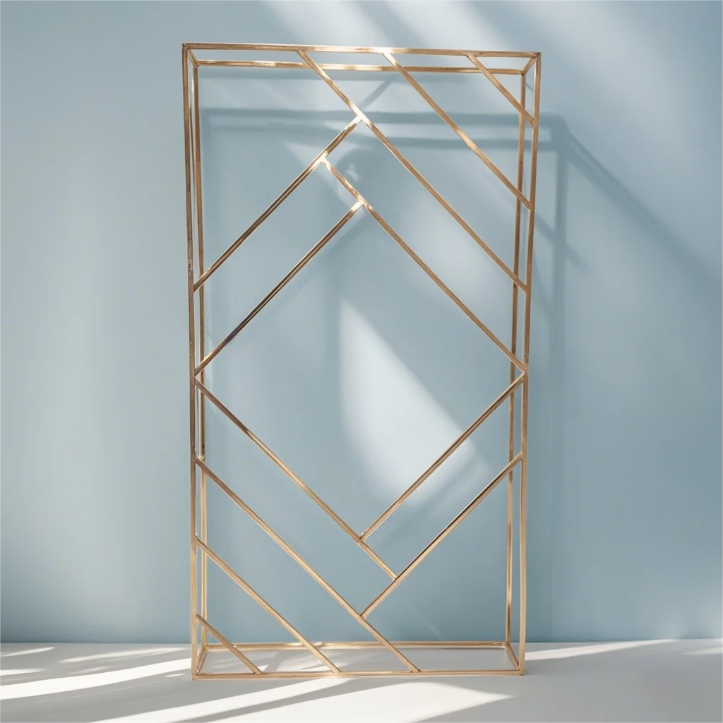 2M Golden Geometric Metal Wedding Arch, Modern Luxury Wedding Decor, Party Backdrop，Wedding Archway in reception area