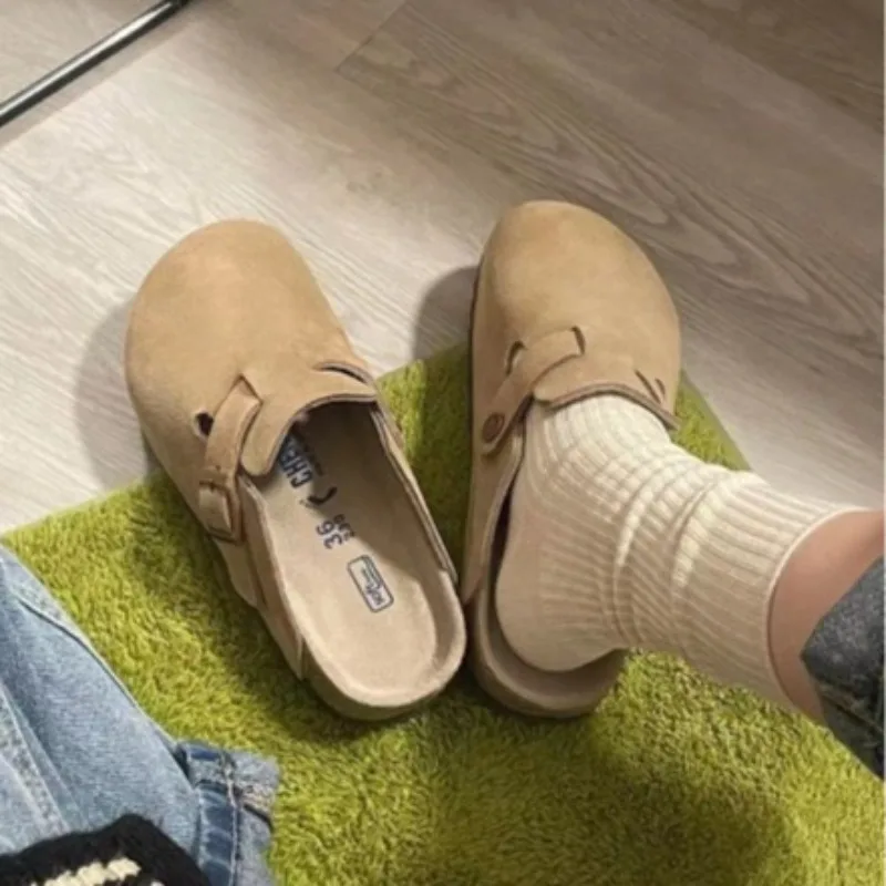 2026 New Thick soled Height Raising Baotou Half Slippers Spring and Autumn Sneakers Lazy Shoes for Women