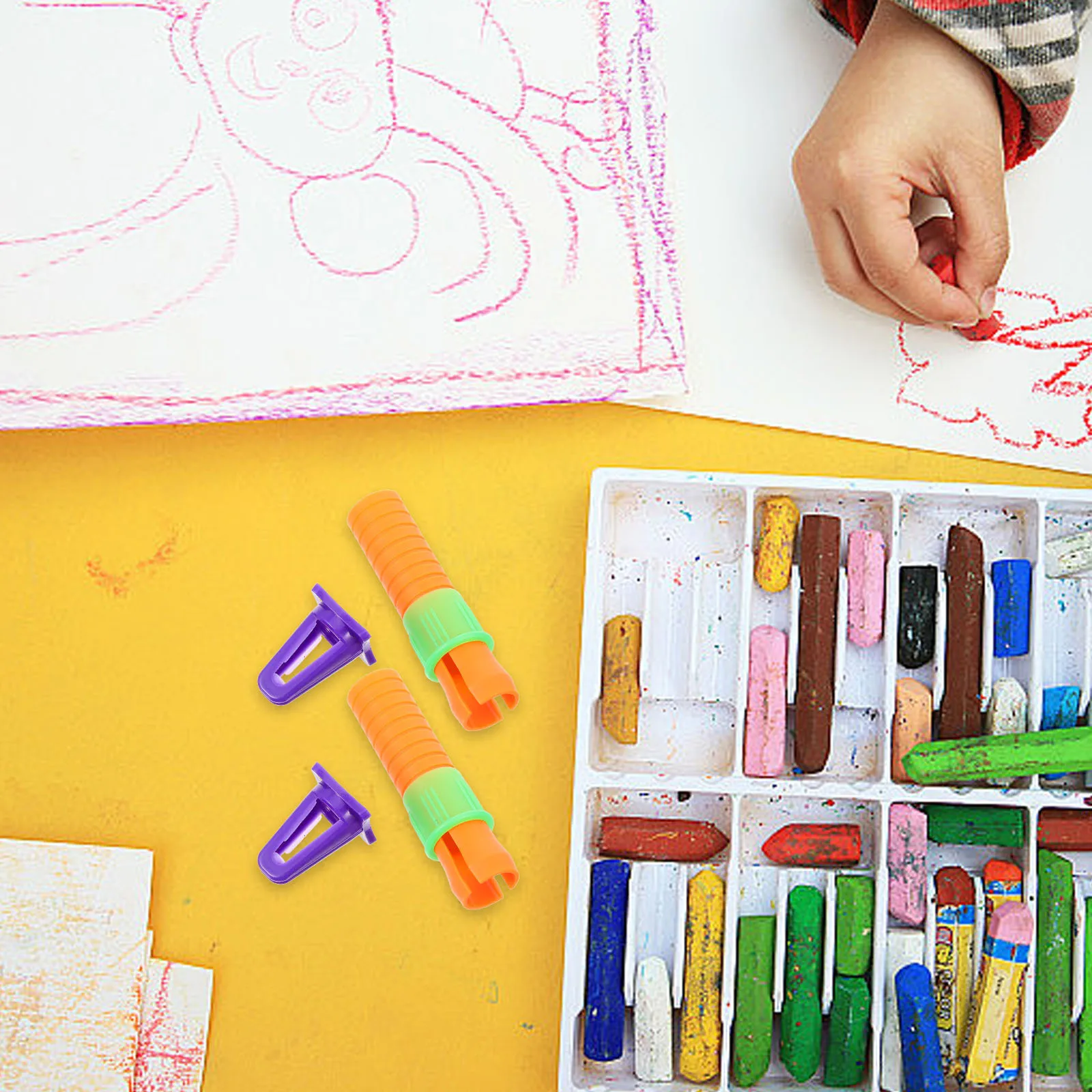 

20Pcs Crayon Extender Oil Painting Pen Plastic Handle Comfortable Grip Durable Crayon Holder Pencil Lengthener