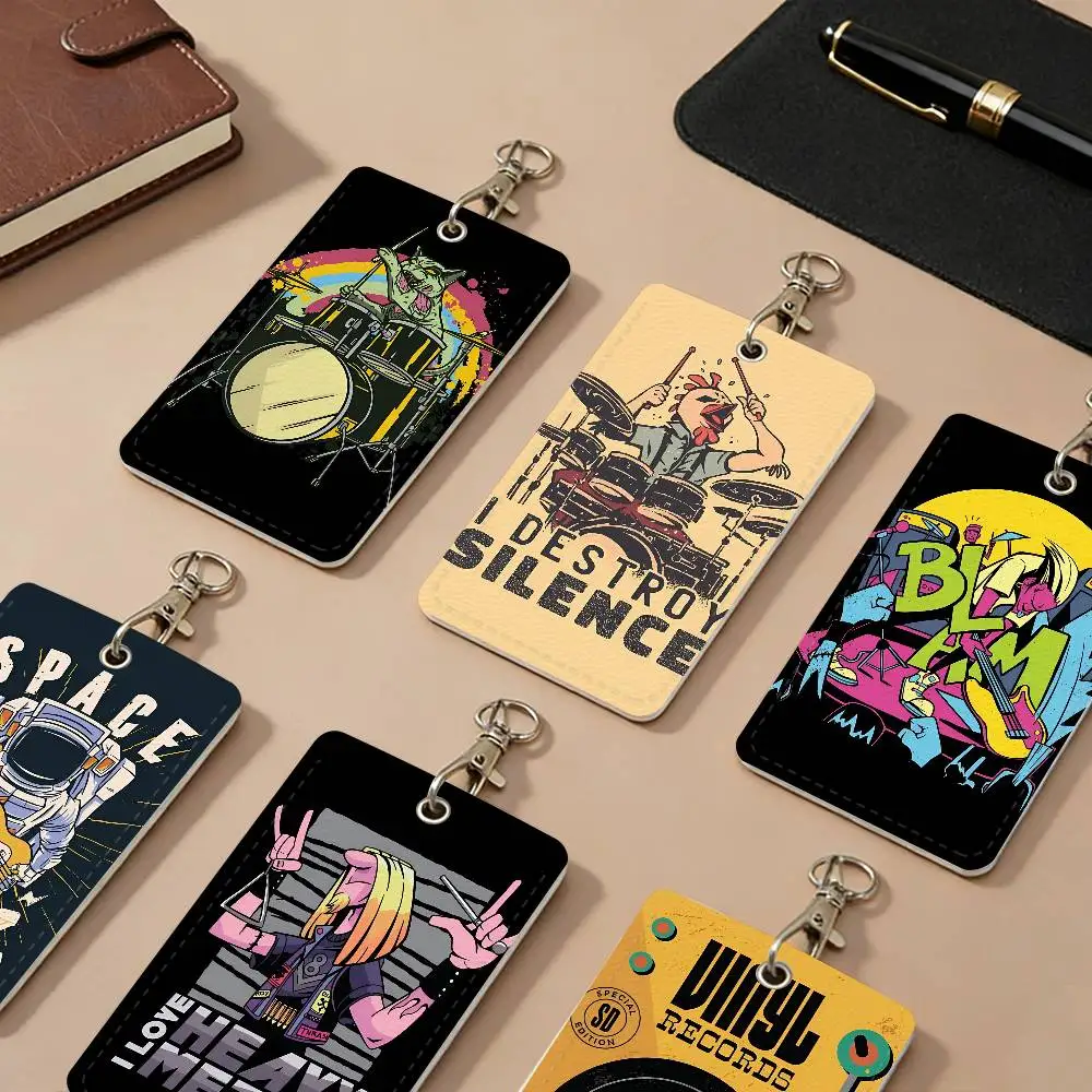 80s Retro Rock Bands and Music PU Leather Card Holders Anti-lost Protective Cover Cases Cards