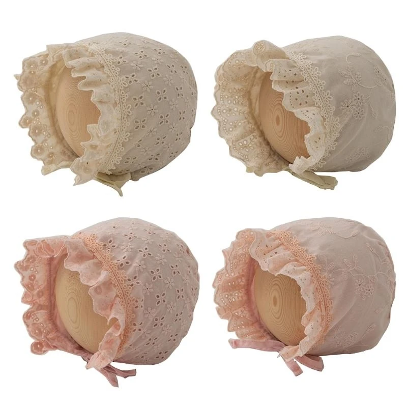 

J15U Lace Embroidery Baby Girls Bonnet Hat and Elegant Infant Fetal Cap Fashion