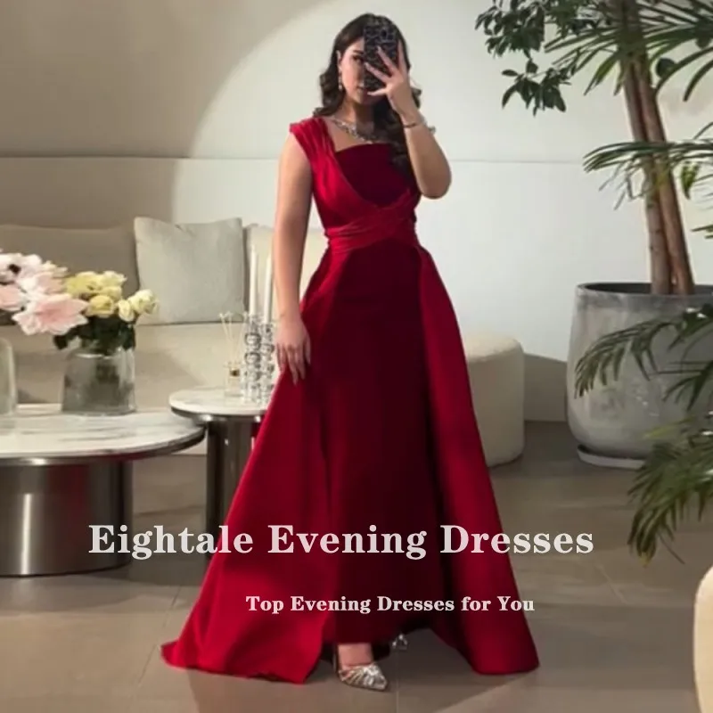 Vestido de noche árabe de Eightale, plisado personalizado, largo hasta el suelo, vestidos de fiesta de boda y graduación de satén