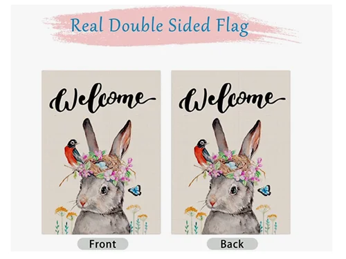NEW Double Sided Cute Bunny Welcome Farmhouse Garden Flag 12 X 18 NEW HHJ LLG