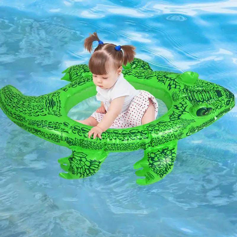 Tumbona flotante para piscina, estera inflable de agua en forma de cocodrilo para niños, flotadores al aire libre de 62x40x11cm para fiesta, lago, patio, estanques, playa