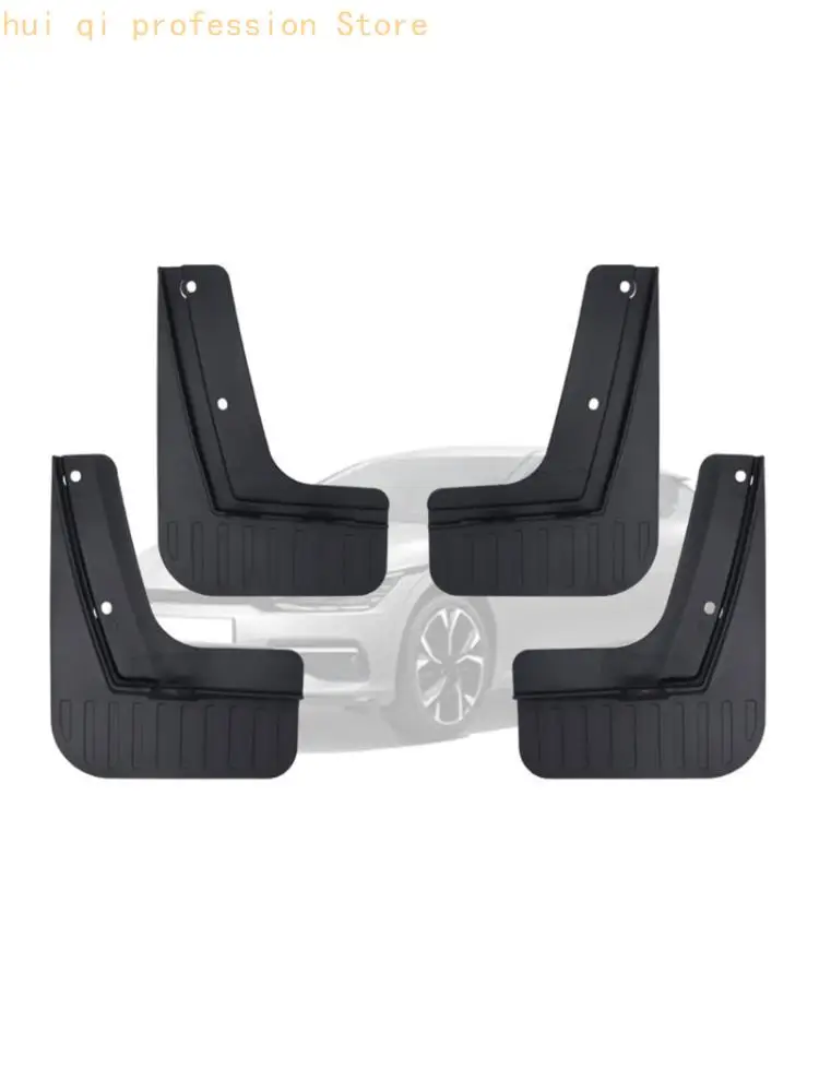 Vehicle Mud Guards with Pre-Formed Holes, 4-Piece Black Panel Set for Positions H8WE