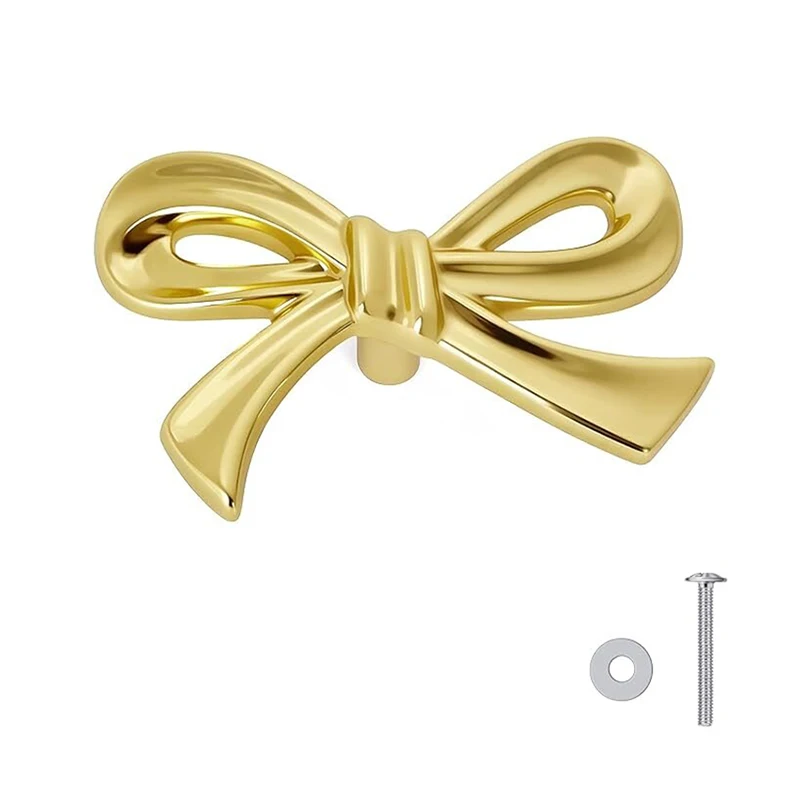 1/2/4/8Pcs Luxury Light Touch Bow Handle Set Retro Personality Drawer Door Pulls for Kitchen Bathroom Home Decor Creative Touch