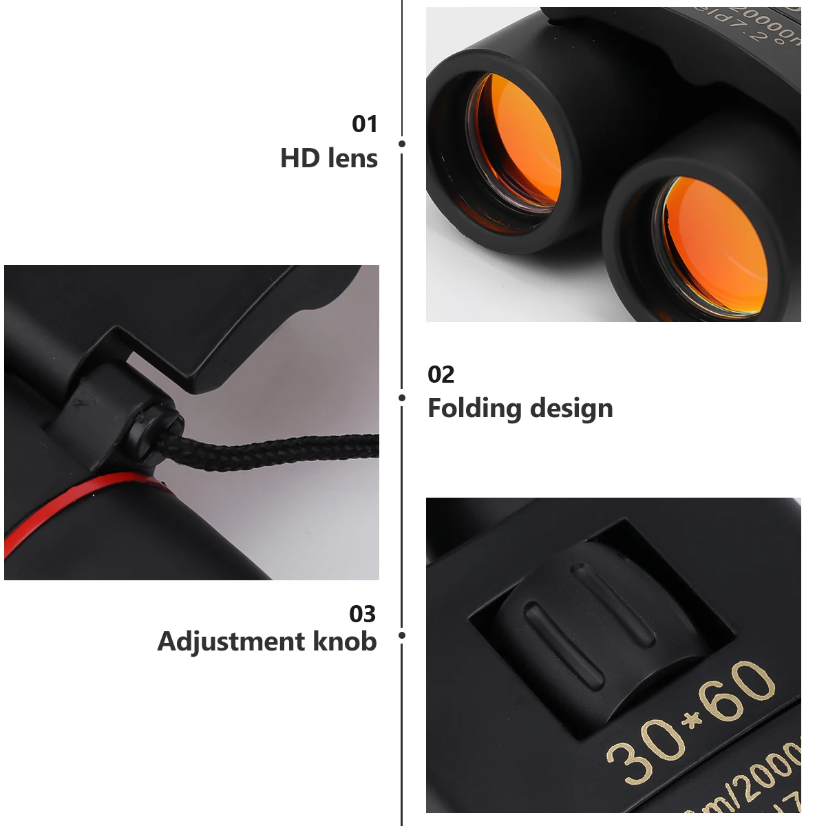 

Mini 60mm Lens 30x Magnification Foldable Compact Outdoor Birding Telescope Small Pocket Size Black Kids
