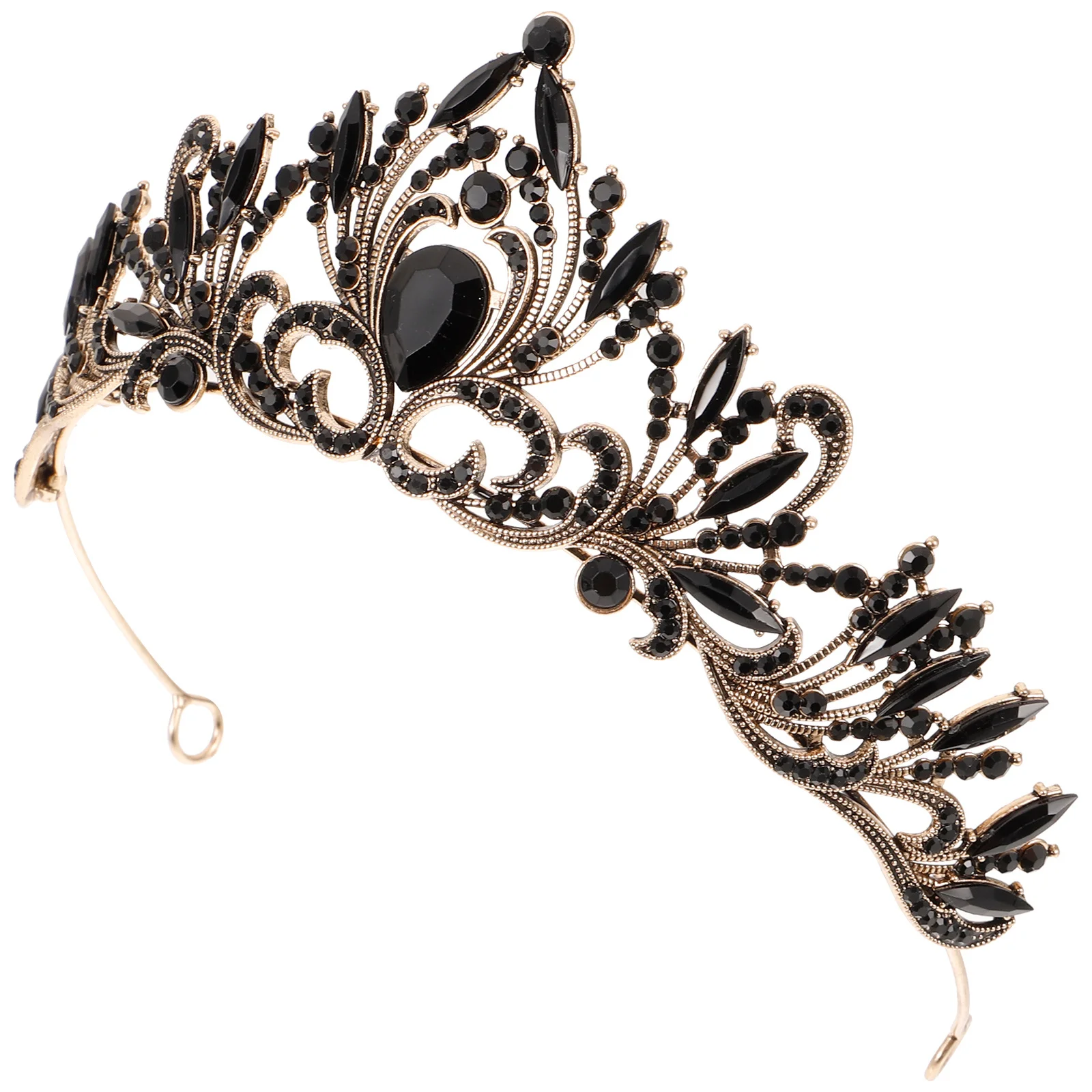 عصابة رأس على شكل تاج من حجر الراين المتلألئ، إكسسوار زفاف عتيق، تاج زفاف أنيق ومتين للنساء #2