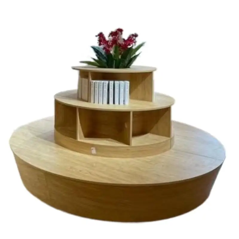 Round bookshelf Kindergarten curved stool bookcase picture book library office building backrest bookshelf