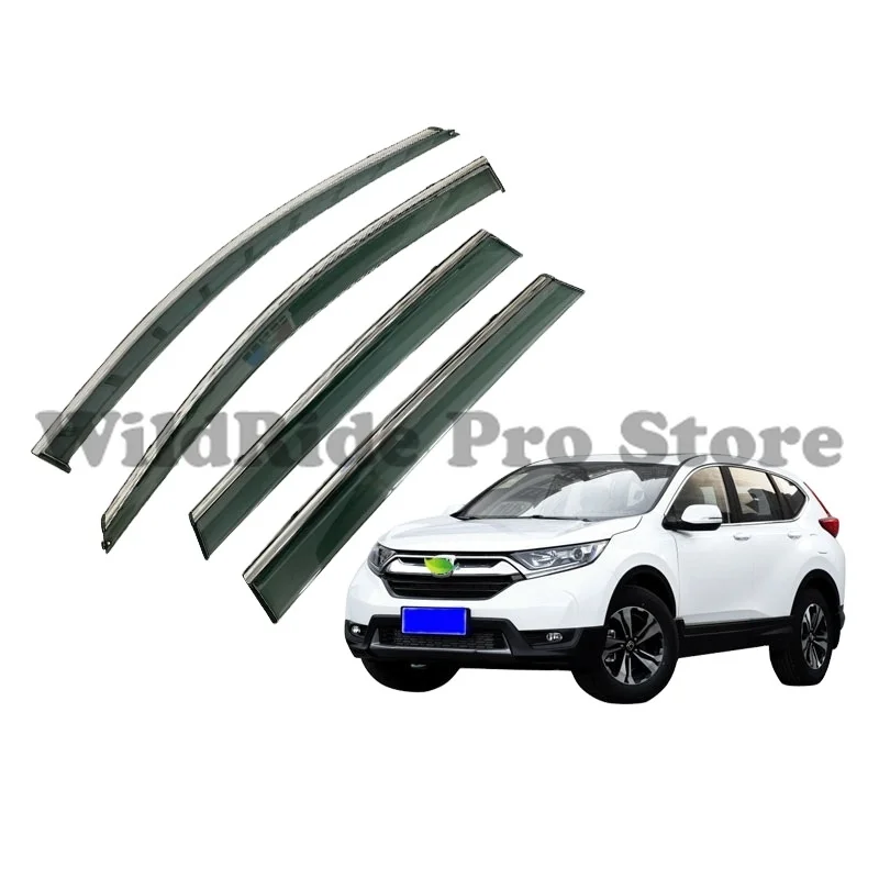 

1 set Rain Guards Shield Door Visors Car Deflectors 4pc SS304 PC for Honda CRV