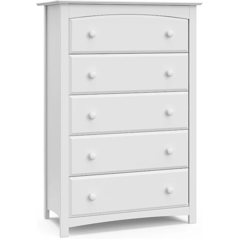 

Kenton 5 Drawer Dresser (White) for Kids Bedroom, Nursery Dresser Organizer, Chest of Drawers with 5 Drawers, Universal Design