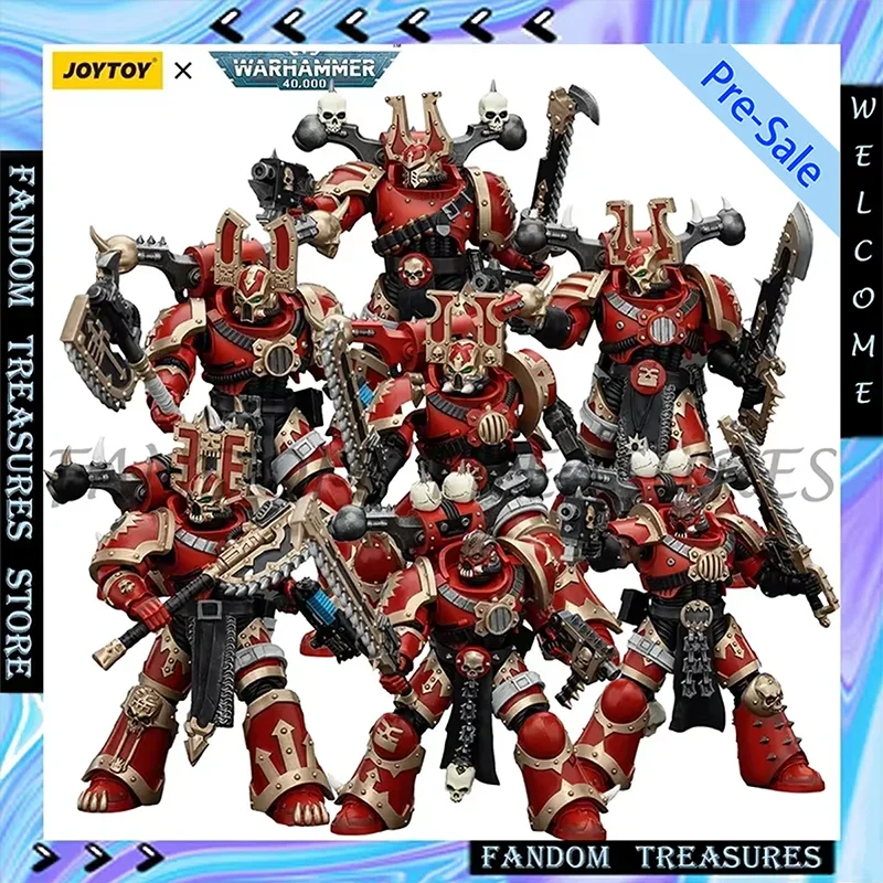 JOYTOY Warhammer 40k 1/18 Action Figures World Eaters Khorne Berzerker 7PCS Anime Figurine Colletible Gk Model Toys Statue Gifts