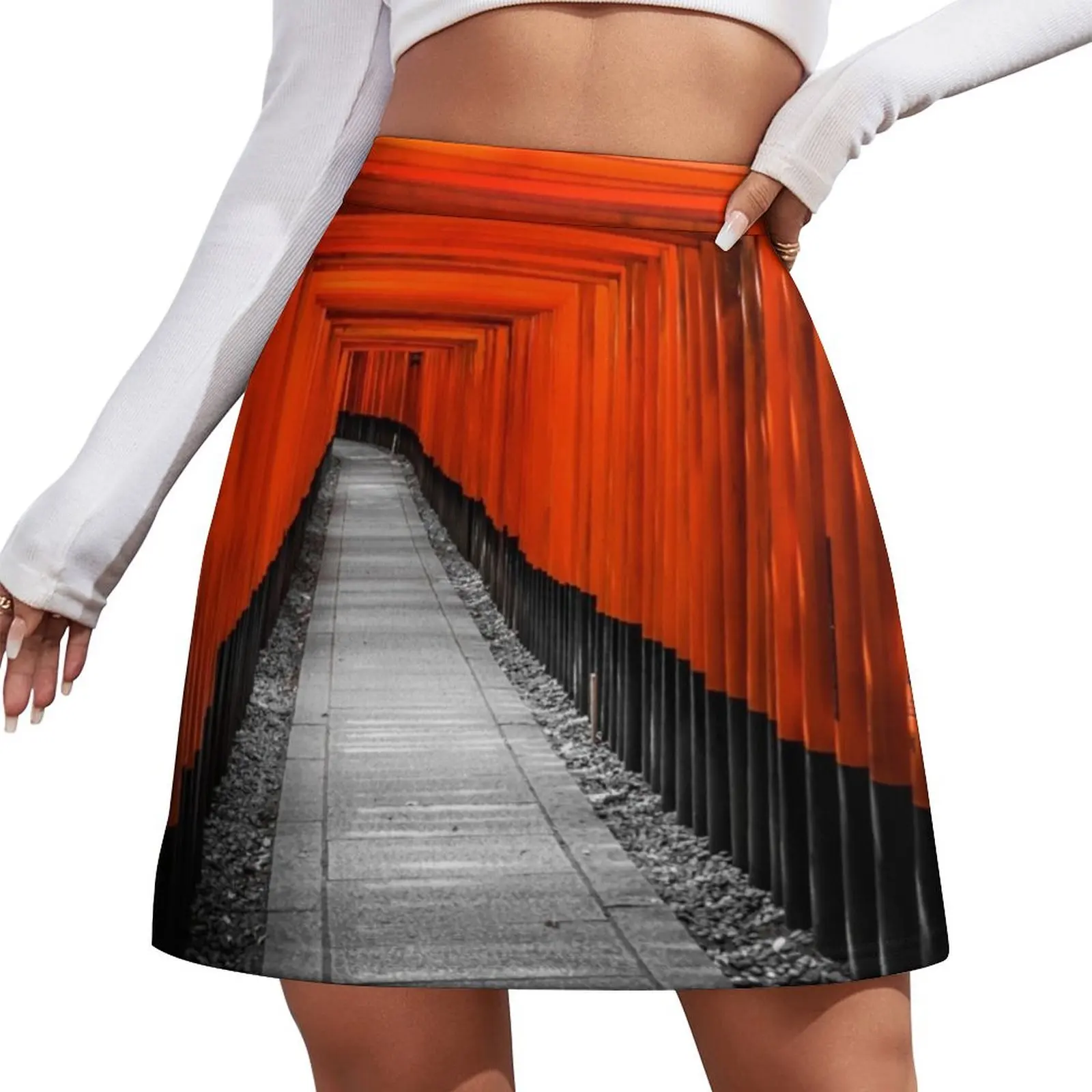 Rok Mini Kuil Fushimi Inari Gaun Rok Wanita Sosial Elegan untuk Prom