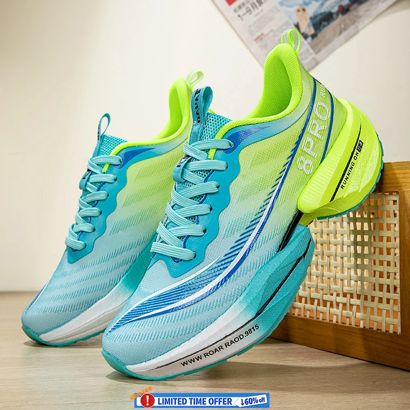  Men Carbon Plate Running Shoes Light Breathable Shock Absorb Non Slip Unisex Marathon Jogging Racing Training Athletic Sneaker