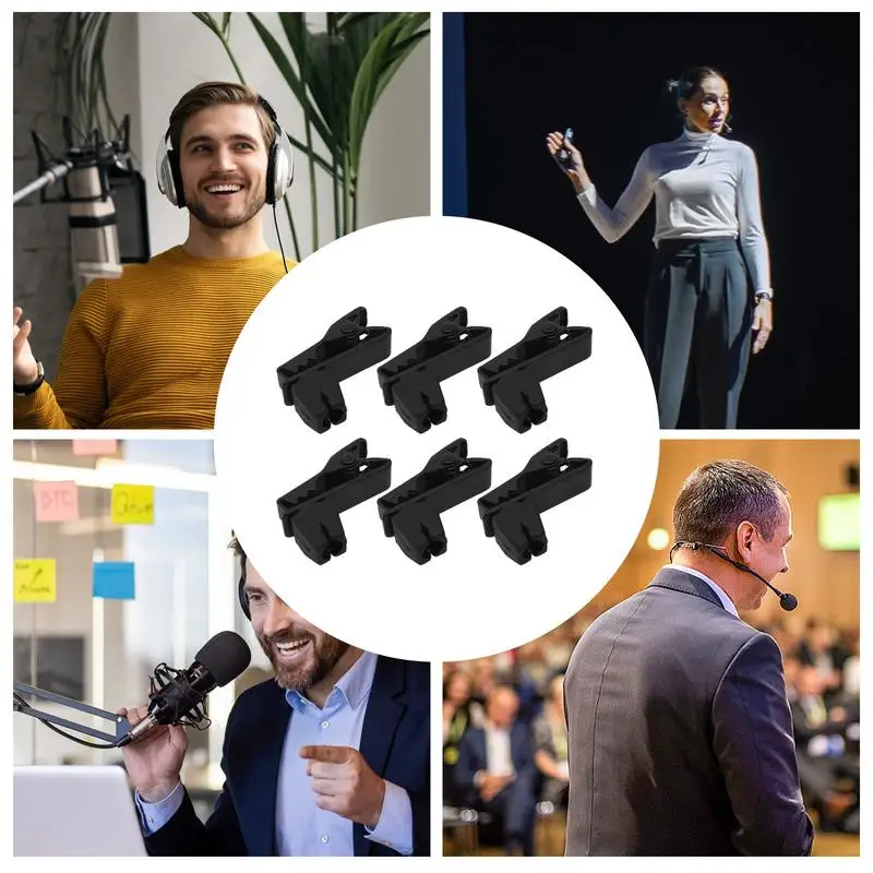 라발리에 마이크 금속 타이 클립, 휴대용 금속 마이크 클램프, 옷깃 녹음 교실용, 6 개