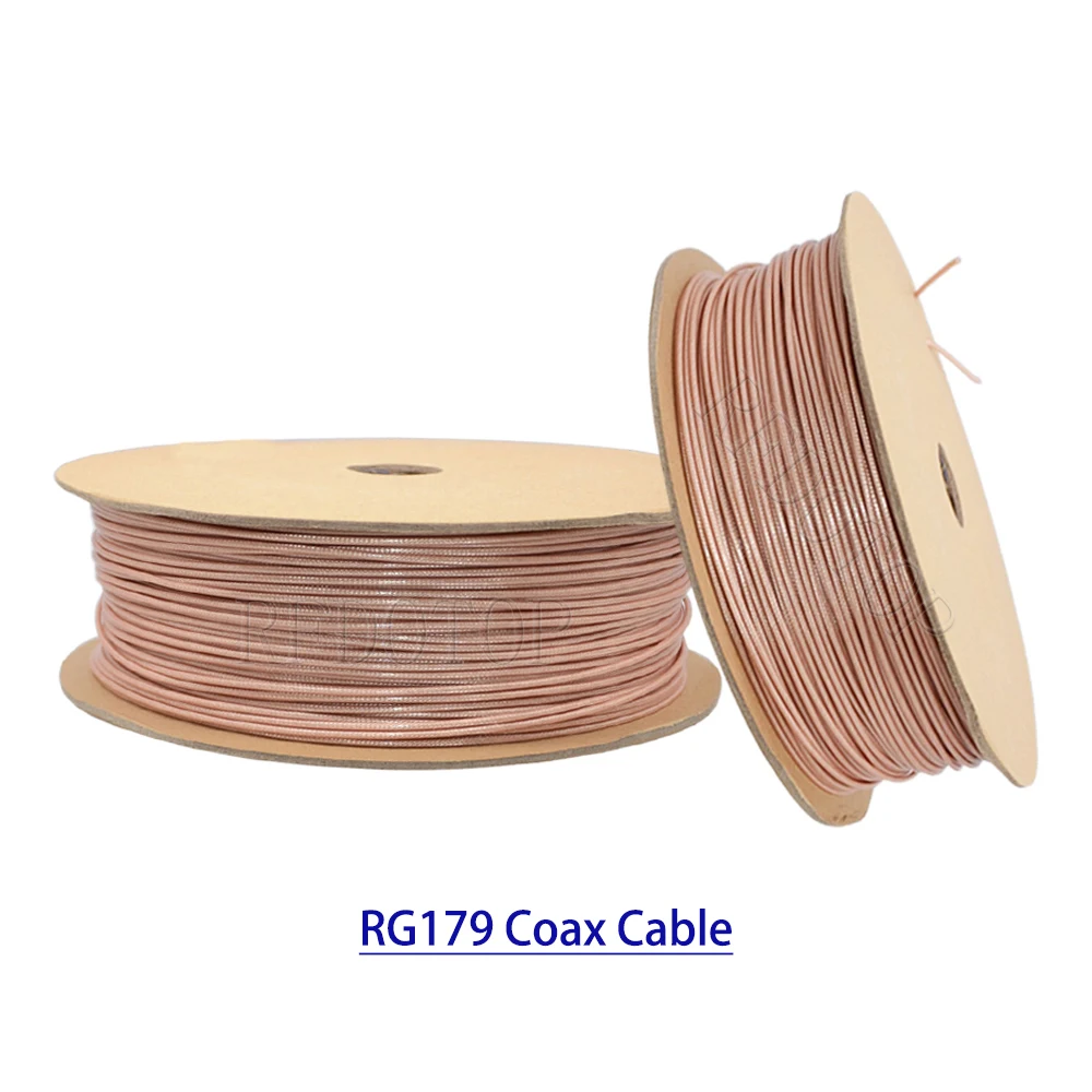 RG-179-Cable Coaxial RG179, antena de 75ohm, baja pérdida para conector de crimpado, alta calidad, color marrón, 1M, 2M, 3M, 5M, 10M, 15M o personalizado