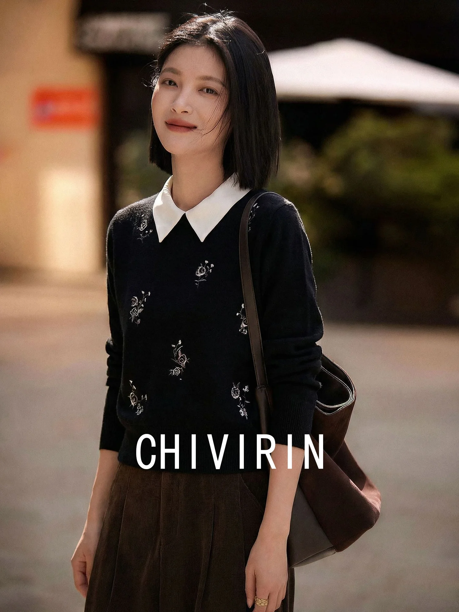 

Ele Bla Knitted Long Sve round Ne Loose Fit Top for Women Casual Spring Faion College Sle Slimming Effect