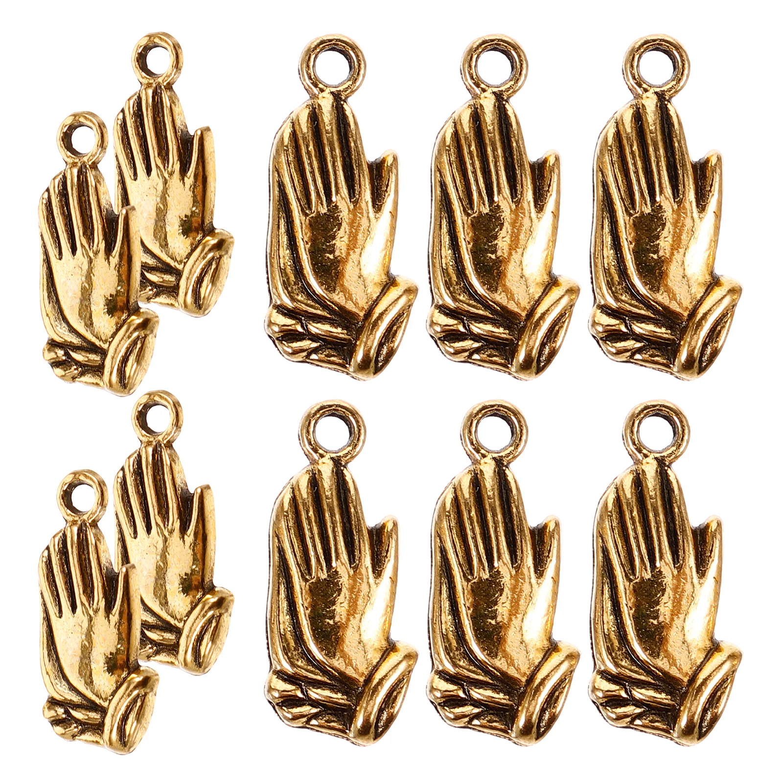 

50Pcs Prayer Palm Charm Beads Delicate Hanging Hole DIY Jewelry Craft Accessories Necklace Bracelet Metal Beads